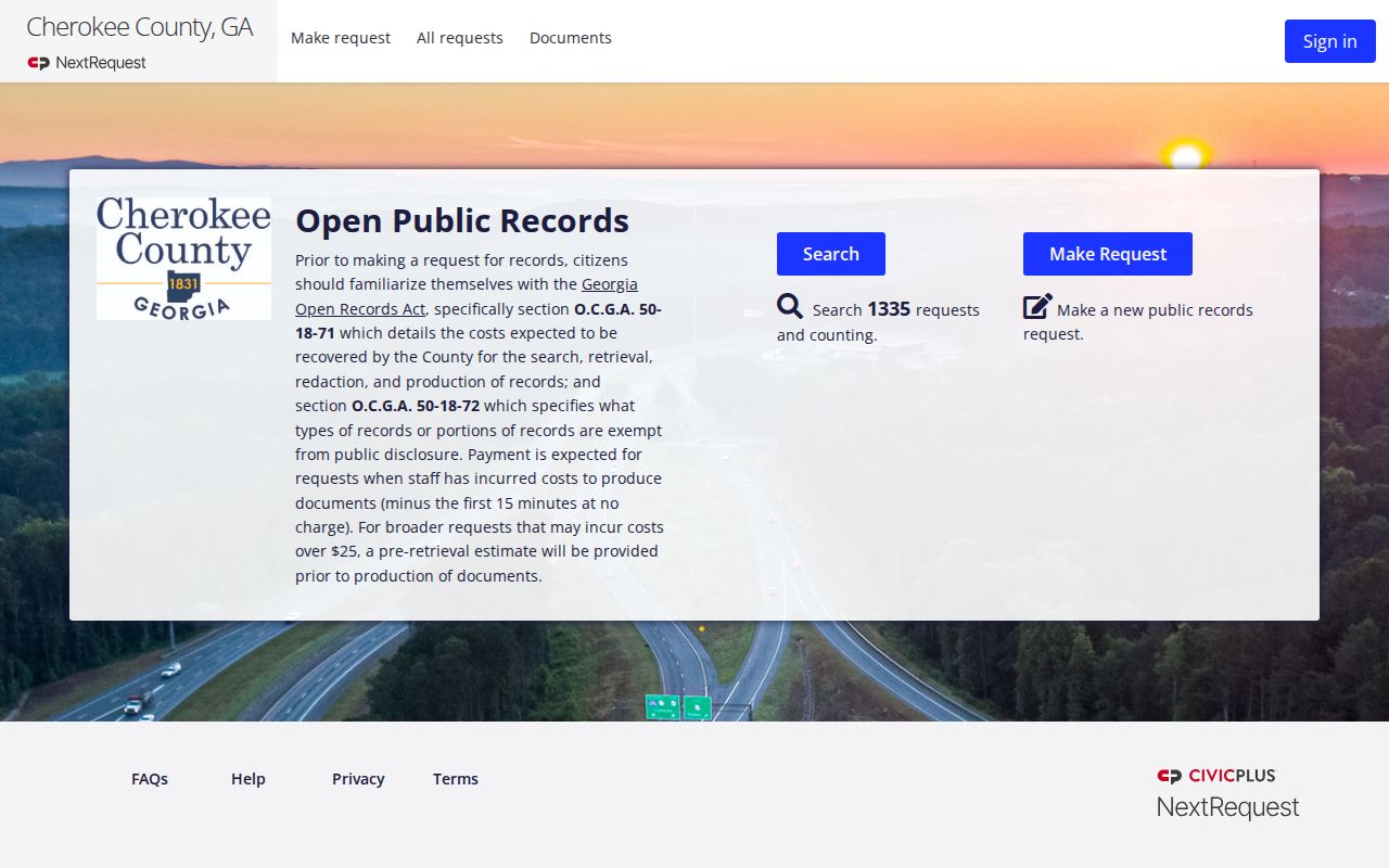 Cherokee County criminal records request portal