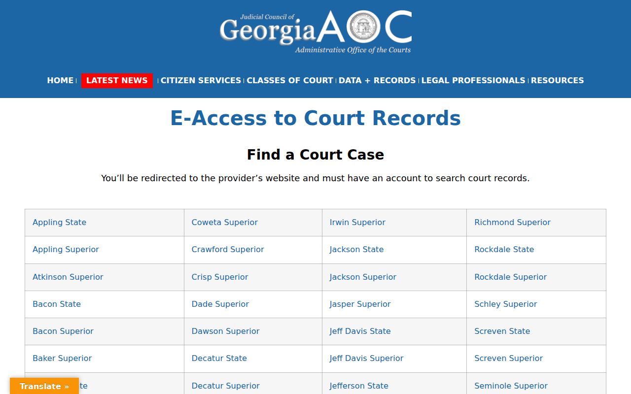 Cherokee County Georgia criminal court records directory
