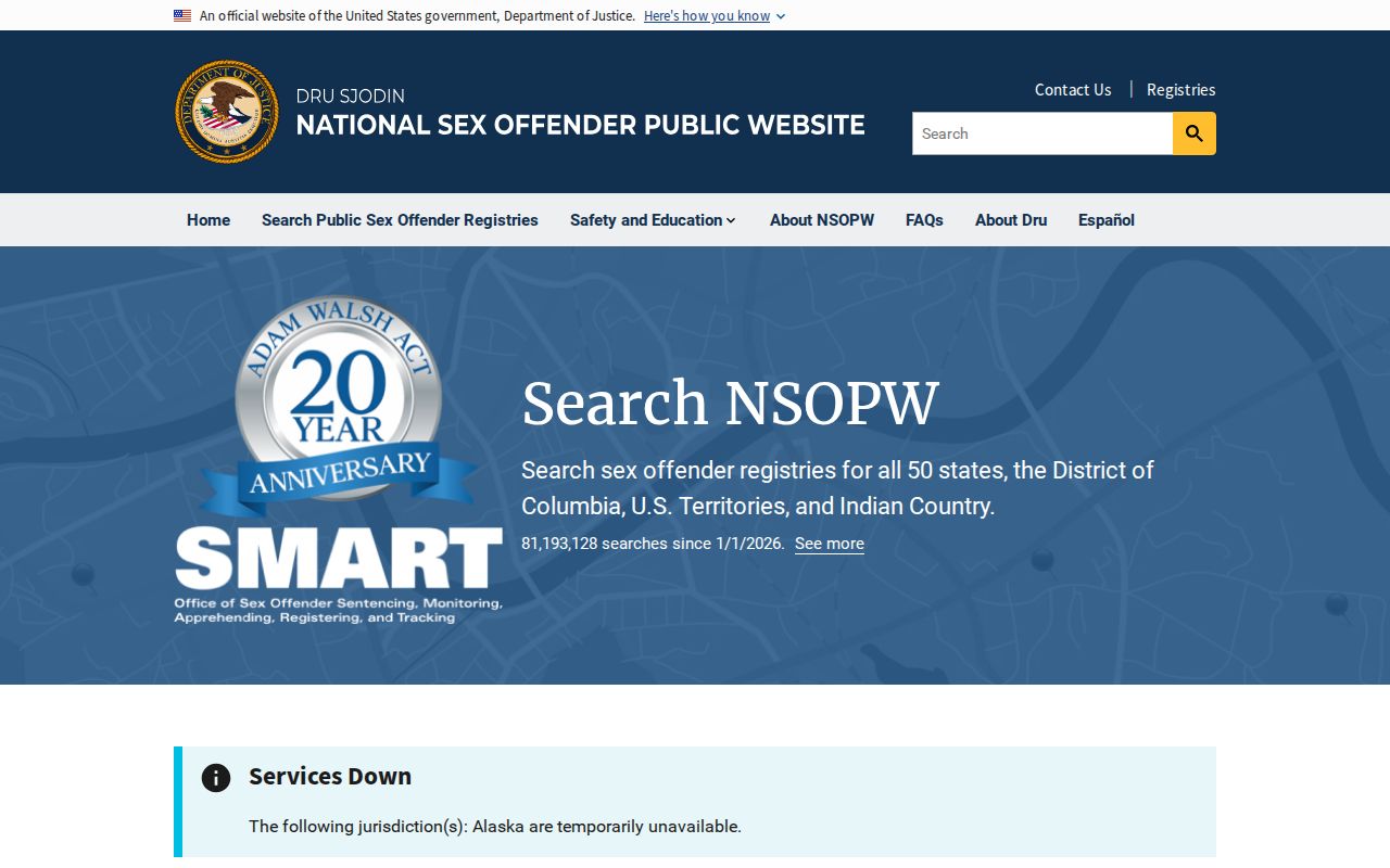 National registry layer for Cherokee County sex offender searches